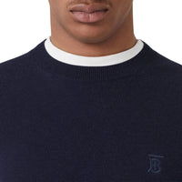 Pull en cachemire à motif monogramme - Navy