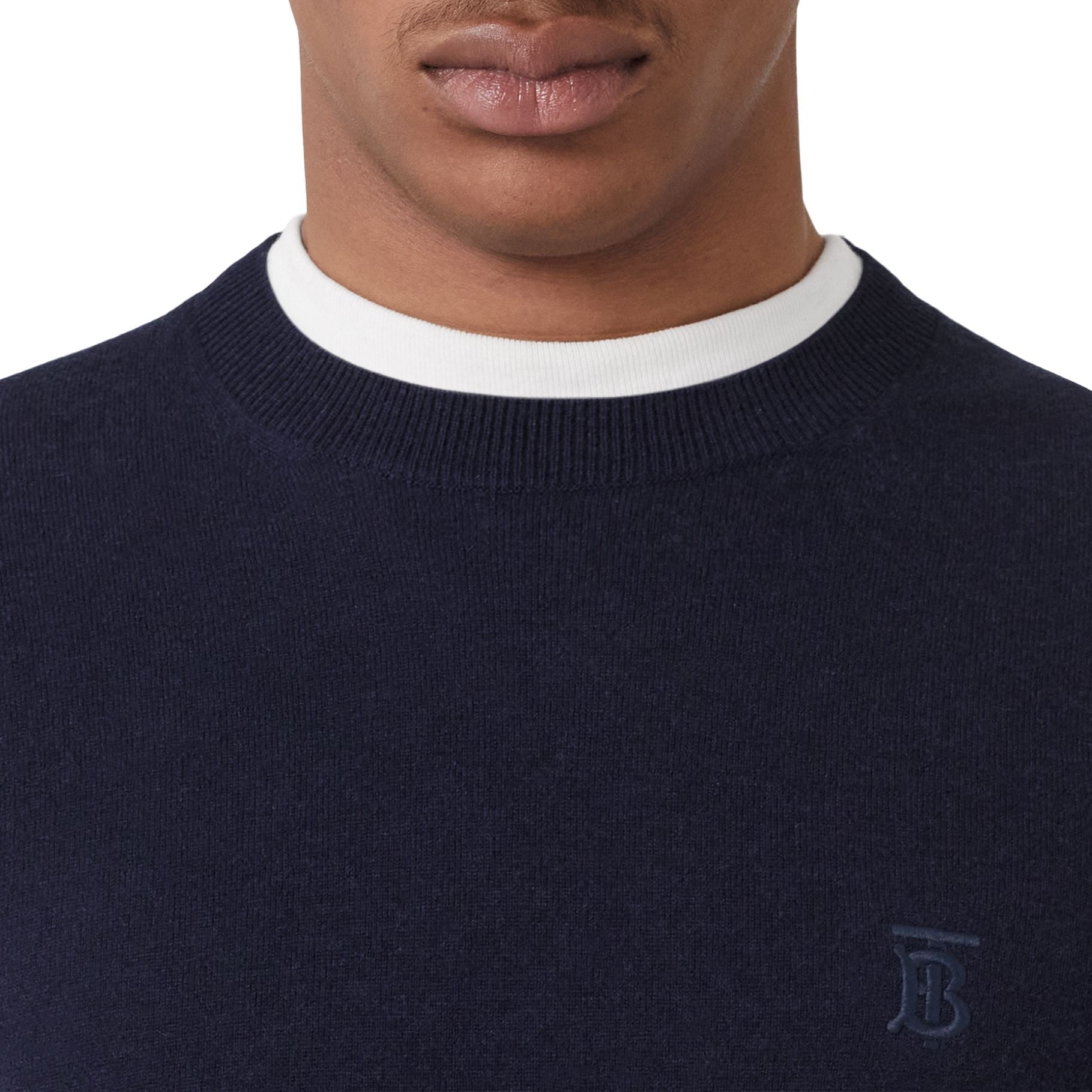 Pull en cachemire à motif monogramme - Navy