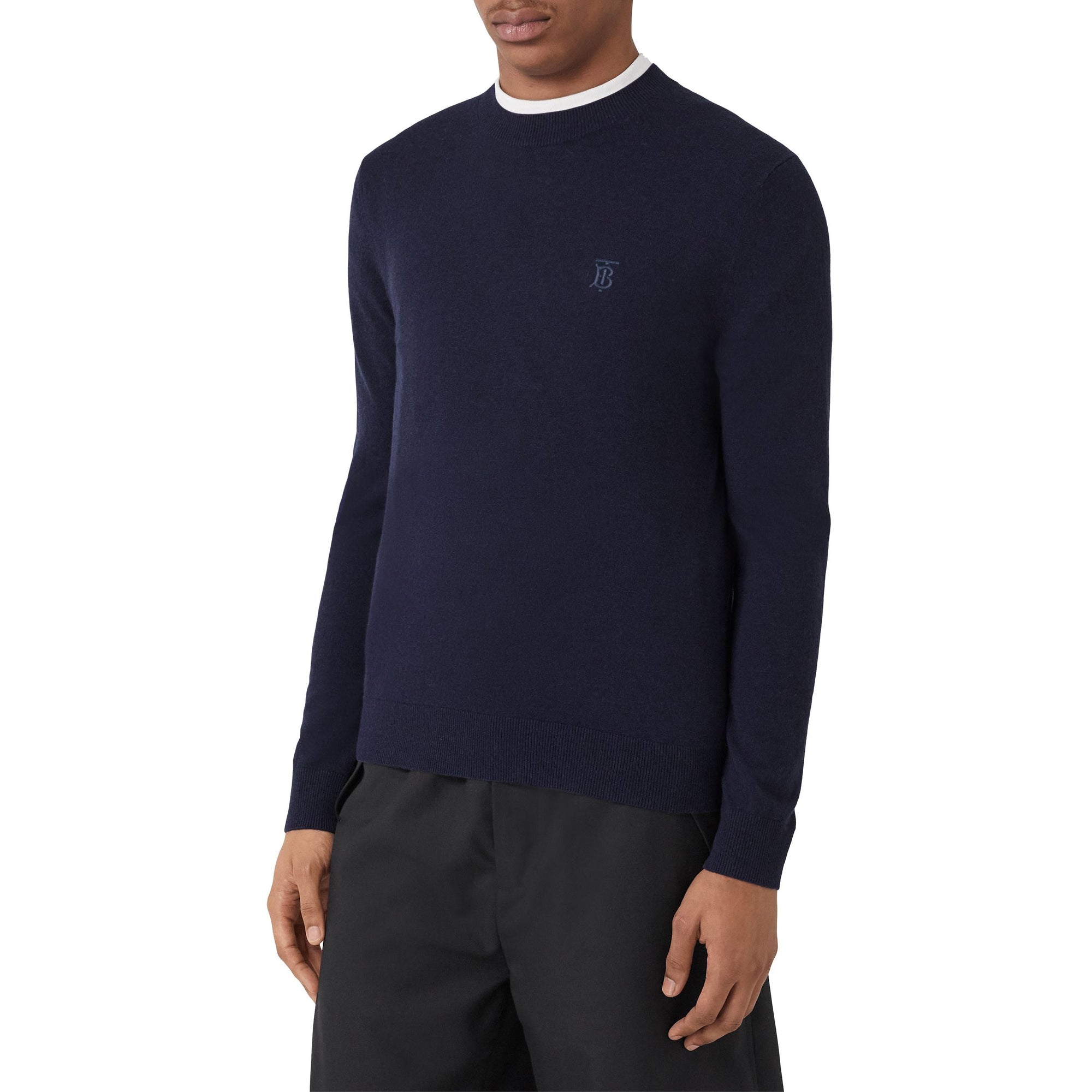 Pull en cachemire à motif monogramme - Navy