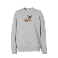 Sweat-shirt oversize en coton à motif daim - Pale Grey Melange