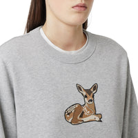 Sweat-shirt oversize en coton à motif daim - Pale Grey Melange