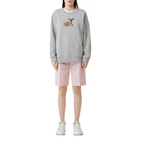 Sweat-shirt oversize en coton à motif daim - Pale Grey Melange
