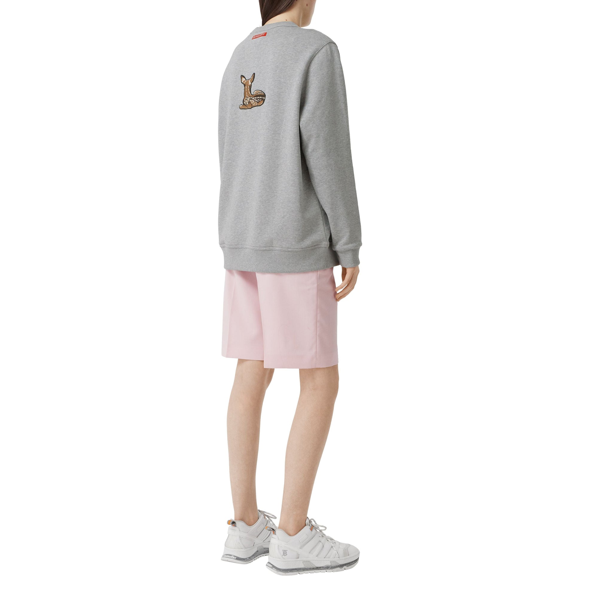 Sweat-shirt oversize en coton à motif daim - Pale Grey Melange