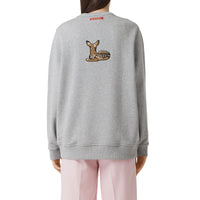 Sweat-shirt oversize en coton à motif daim - Pale Grey Melange