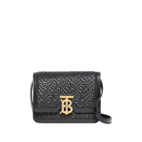 Mini sac TB en cuir d'agneau Monogram matelassé - Black & Gold