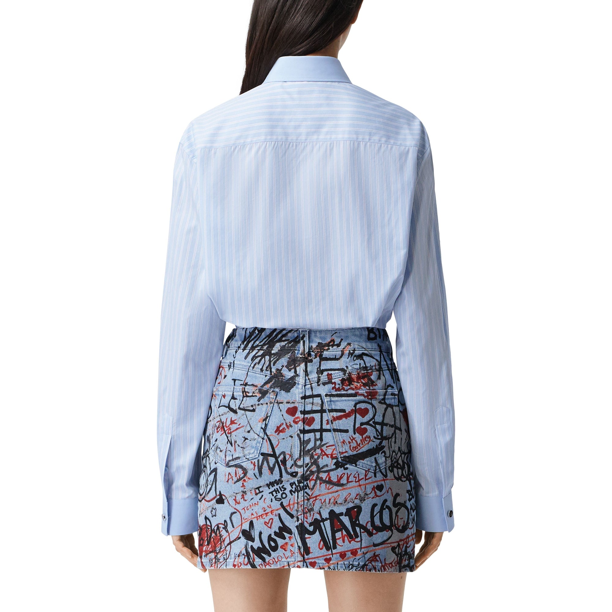 Chemise oversize en coton rayée - Pale Blue