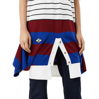 Robe polo déstructurée en laine mérinos rayée - Black