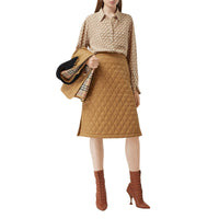 Jupe trapèze matelassée en sergé - Camel