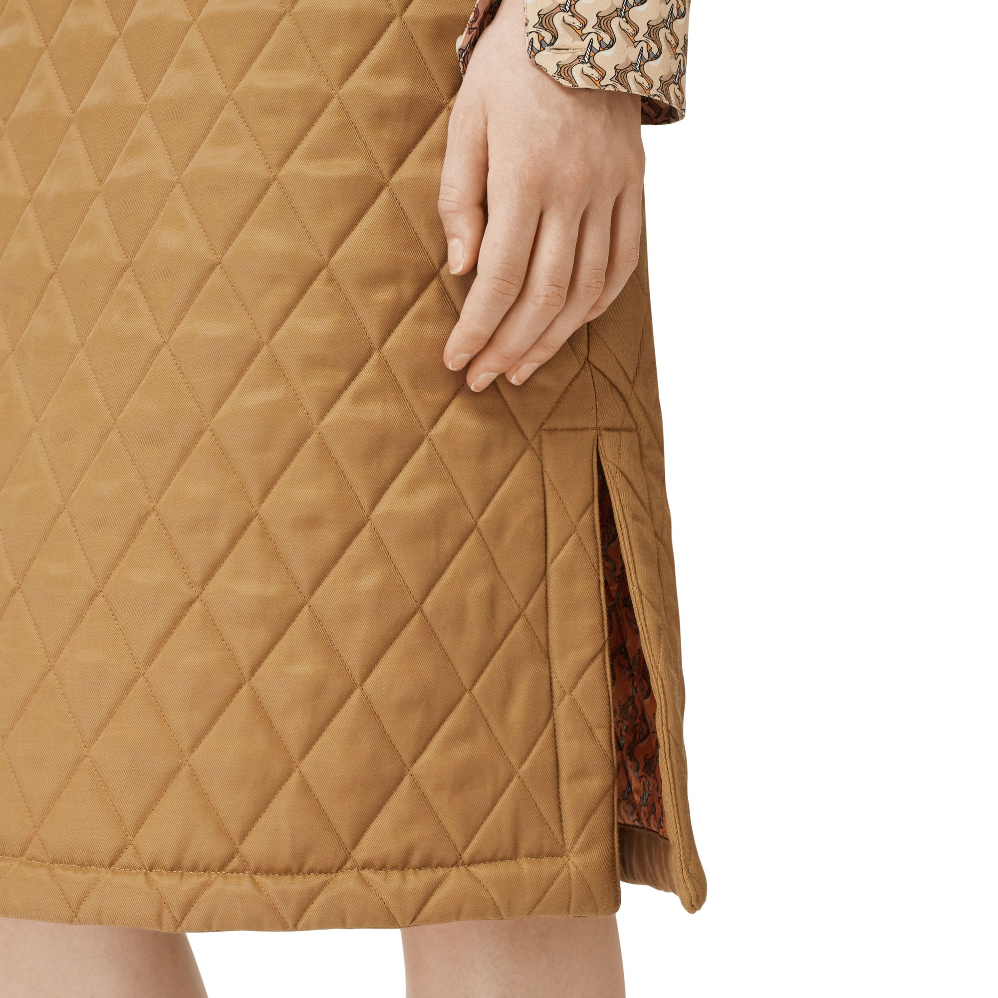 Jupe trapèze matelassée en sergé - Camel