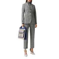 Sac pocket moyen en toile et cuir bicolore - Ink Navy