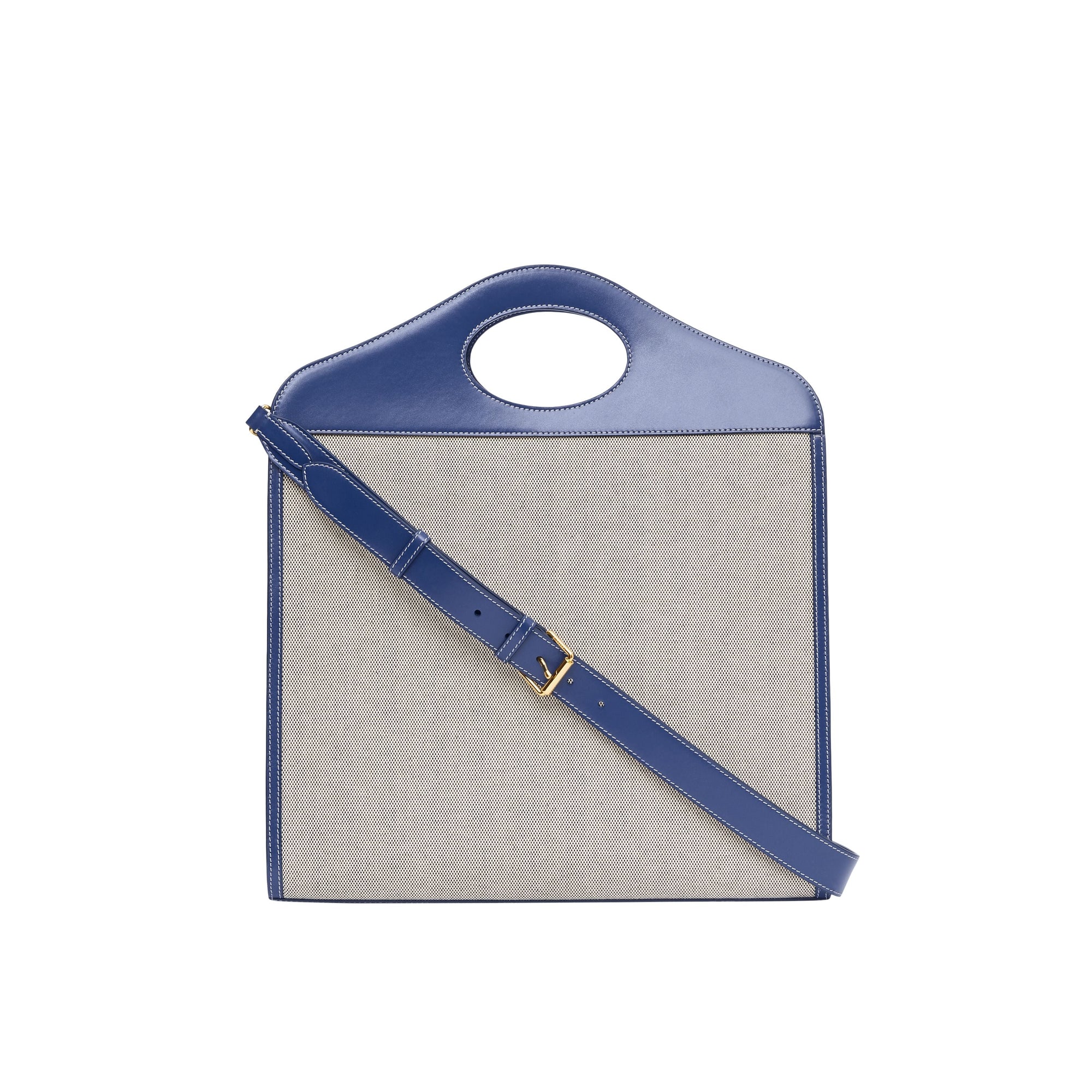 Sac pocket moyen en toile et cuir bicolore - Ink Navy