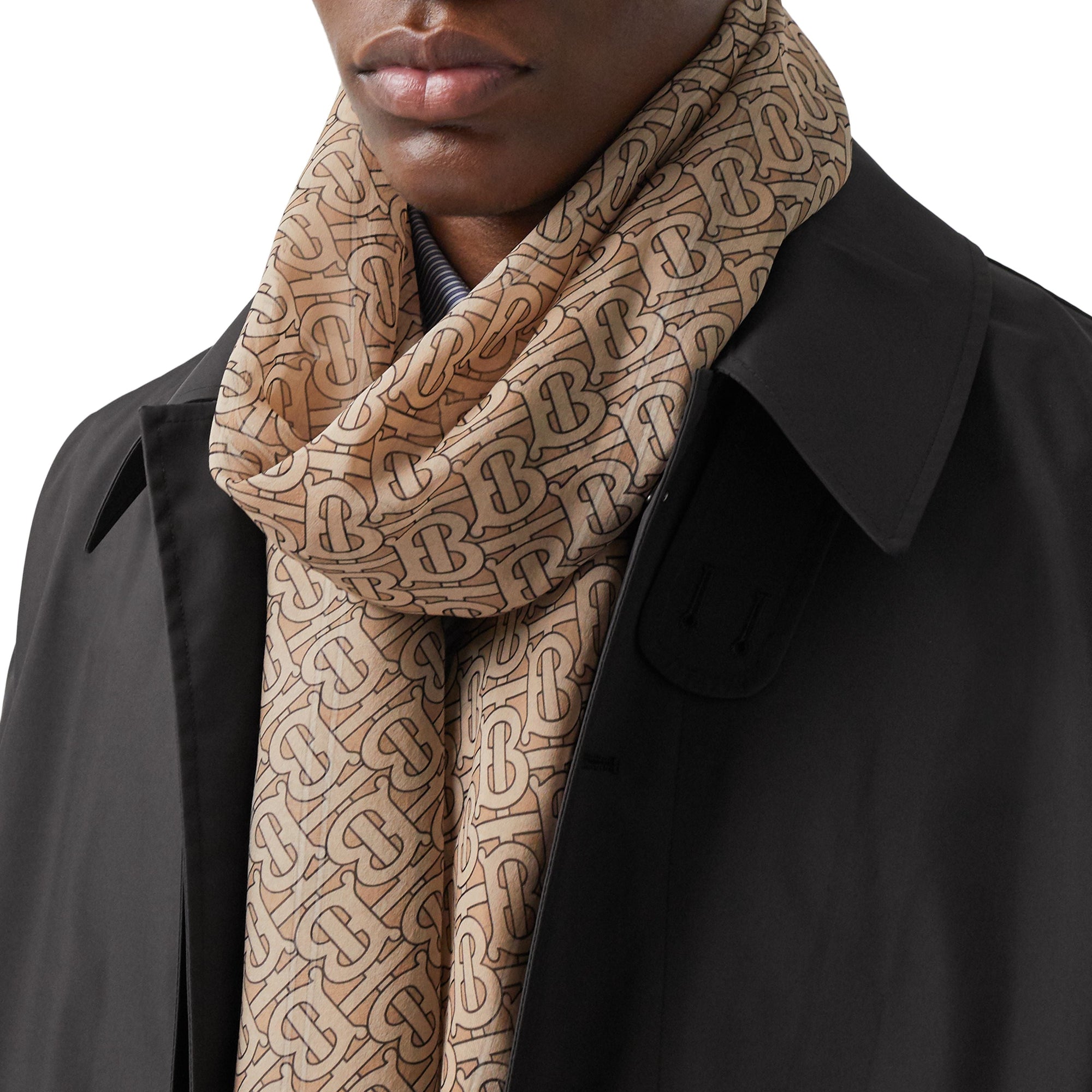 Foulard en mousseline de soie Monogram - Pale Camel