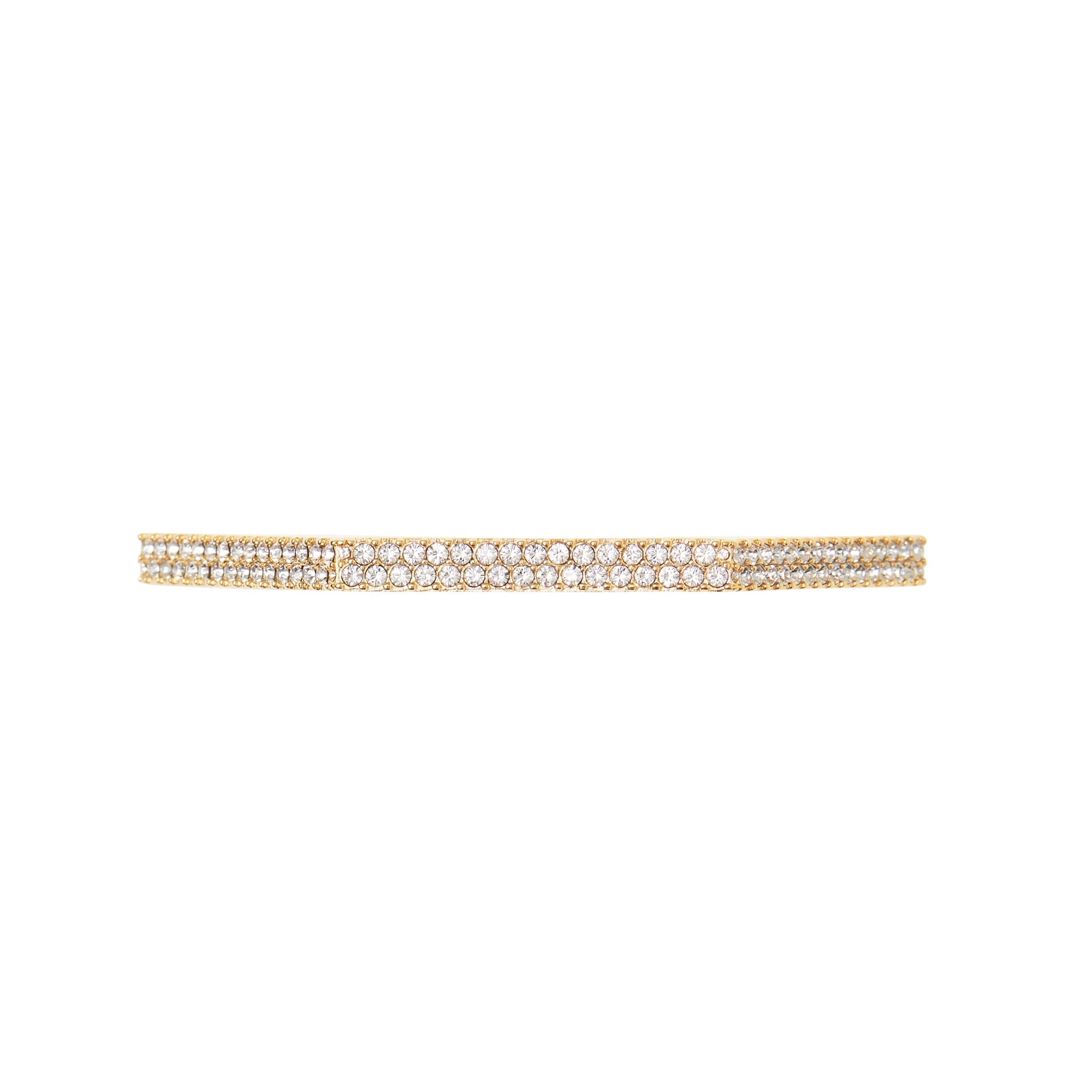 Bracelet manchette écrou plaqué or avec cristaux - Light Gold & Crystal