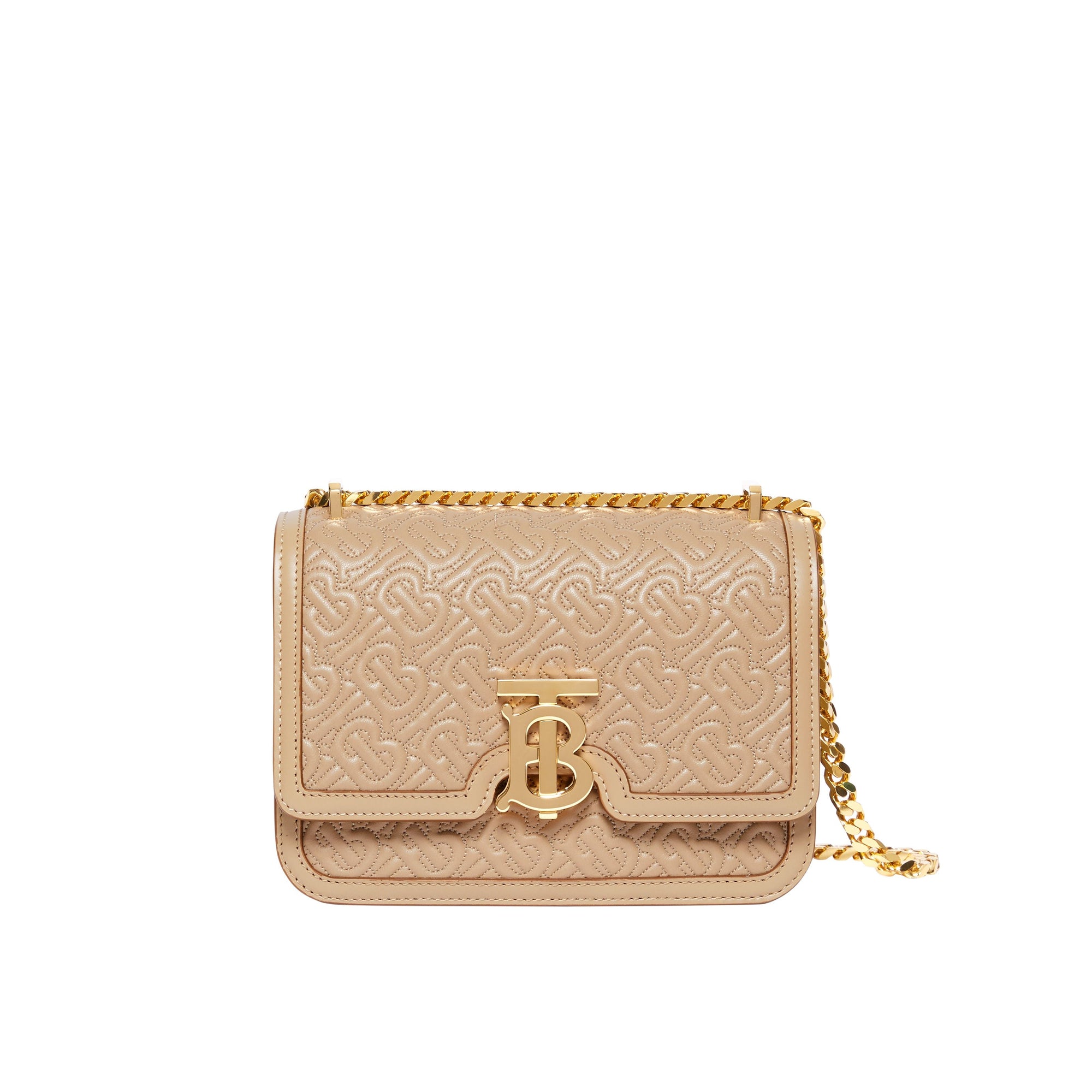 Petit sac TB en cuir Monogram matelassé - Honey