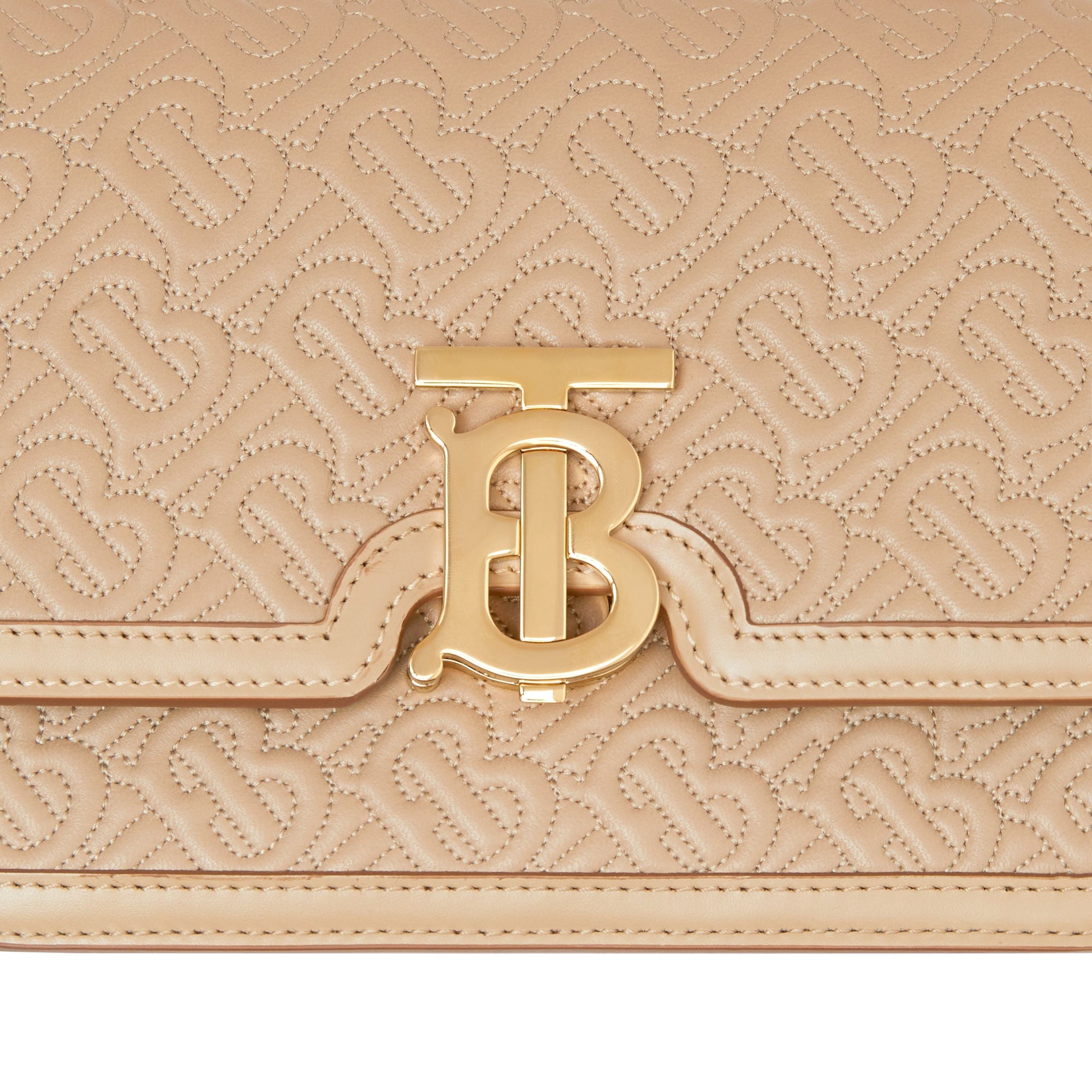 Petit sac TB en cuir Monogram matelassé - Honey