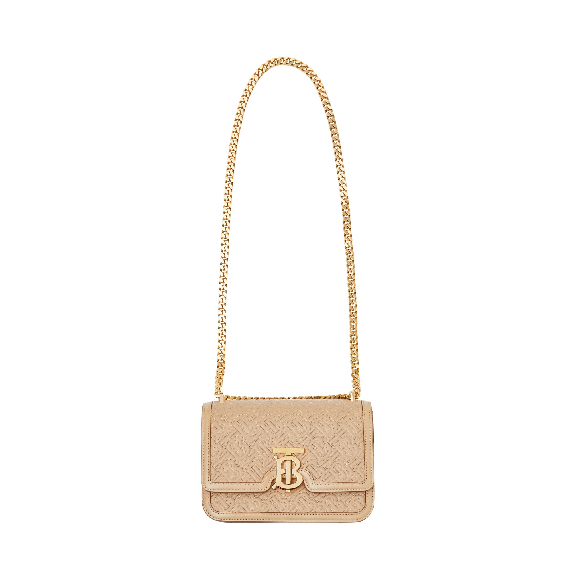 Petit sac TB en cuir Monogram matelassé - Honey