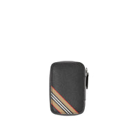 Étui à boutons de manchette à rayures en cuir grainé - Black