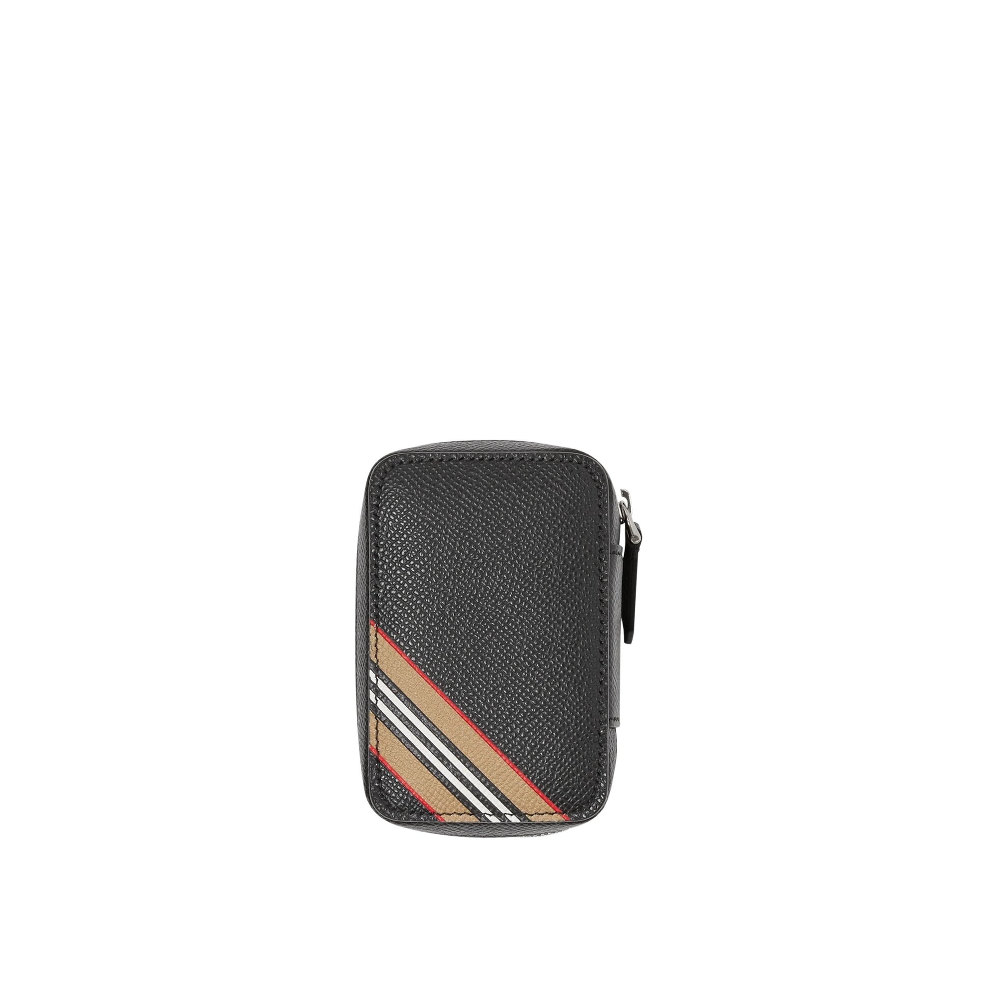 Étui à boutons de manchette à rayures en cuir grainé - Black