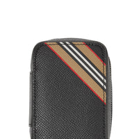 Étui à boutons de manchette à rayures en cuir grainé - Black