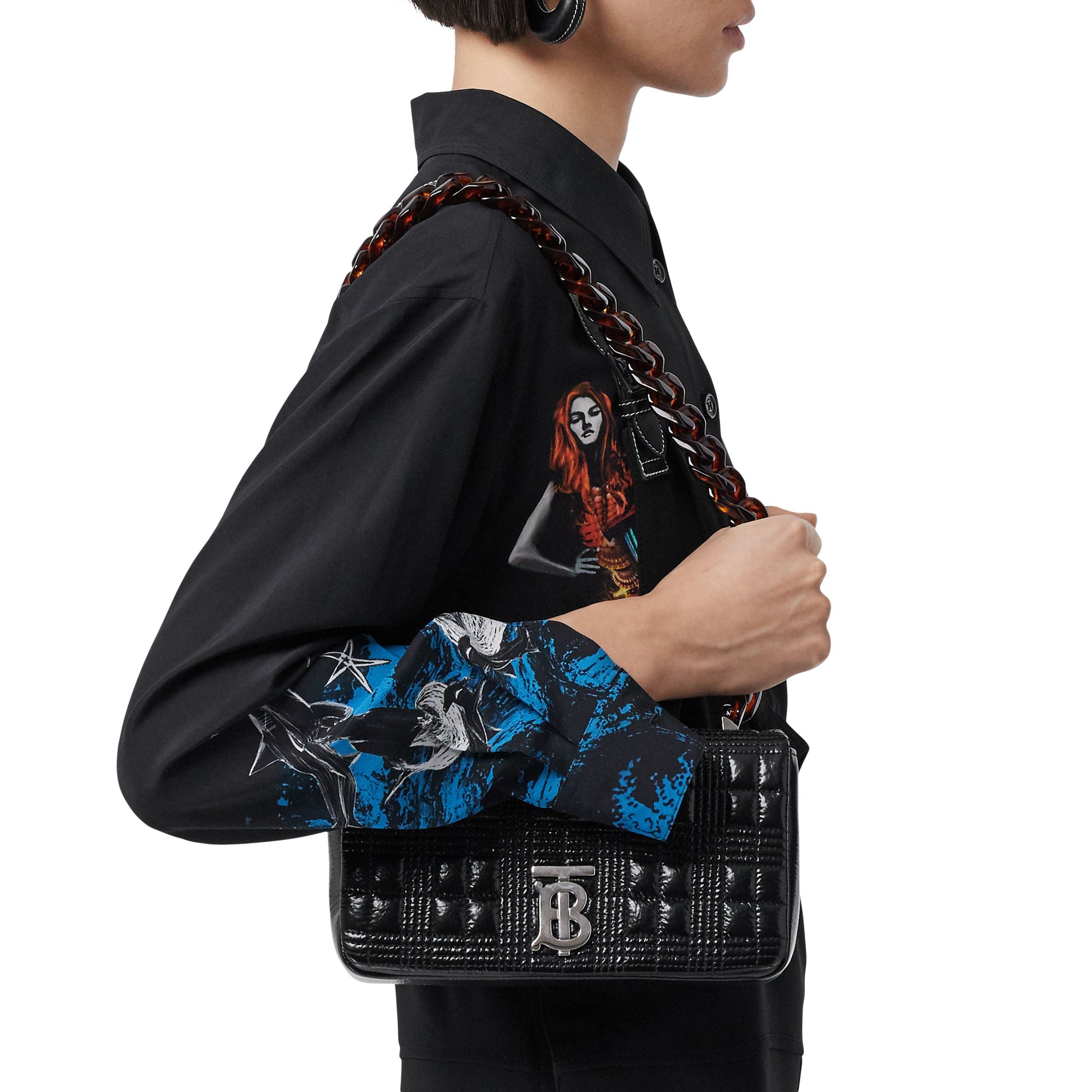 Petit sac Lola matelassé en cuir d'agneau - Black