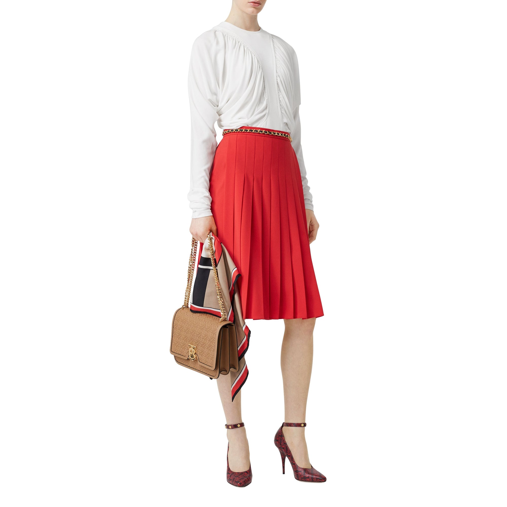 Sac TB moyen en cuir d'agneau Monogram matelassé - Honey