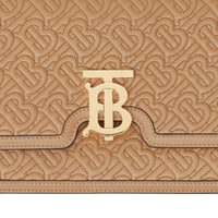 Sac TB moyen en cuir d'agneau Monogram matelassé - Honey