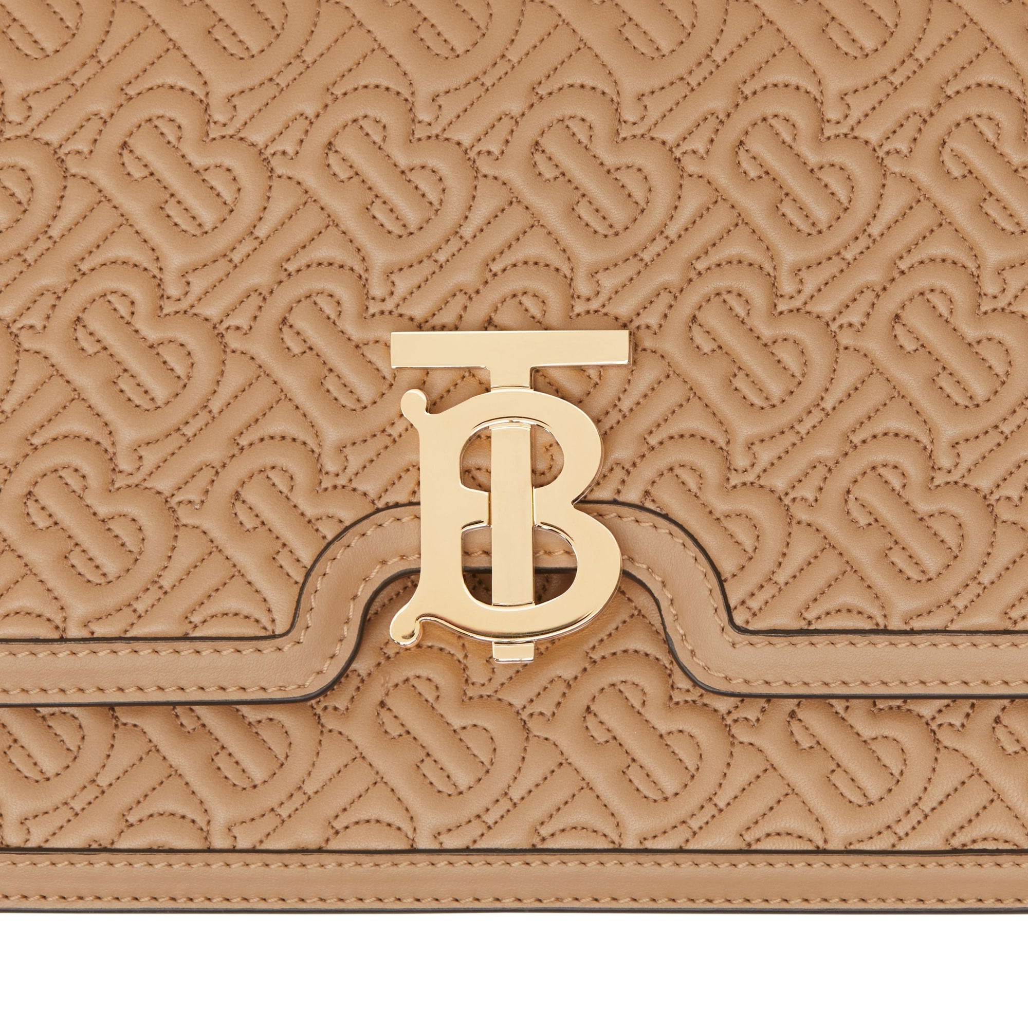 Sac TB moyen en cuir d'agneau Monogram matelassé - Honey