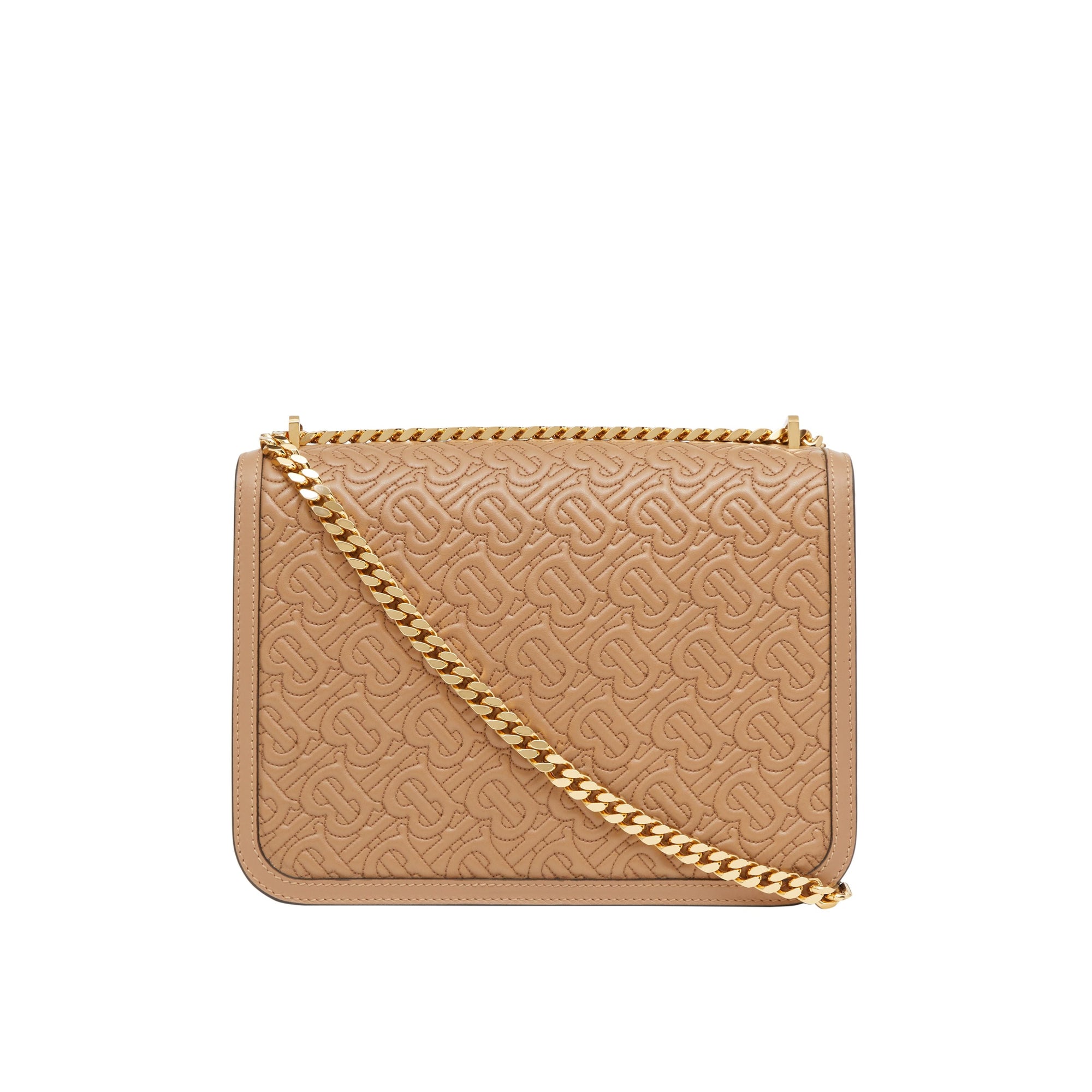 Sac TB moyen en cuir d'agneau Monogram matelassé - Honey