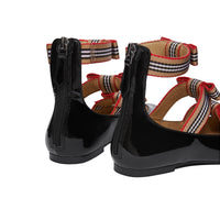 Ballerines en cuir verni à rayures iconiques - Black