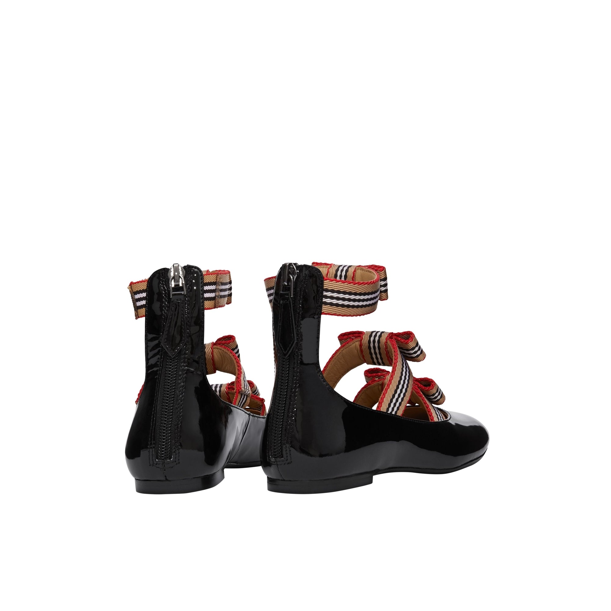 Ballerines en cuir verni à rayures iconiques - Black