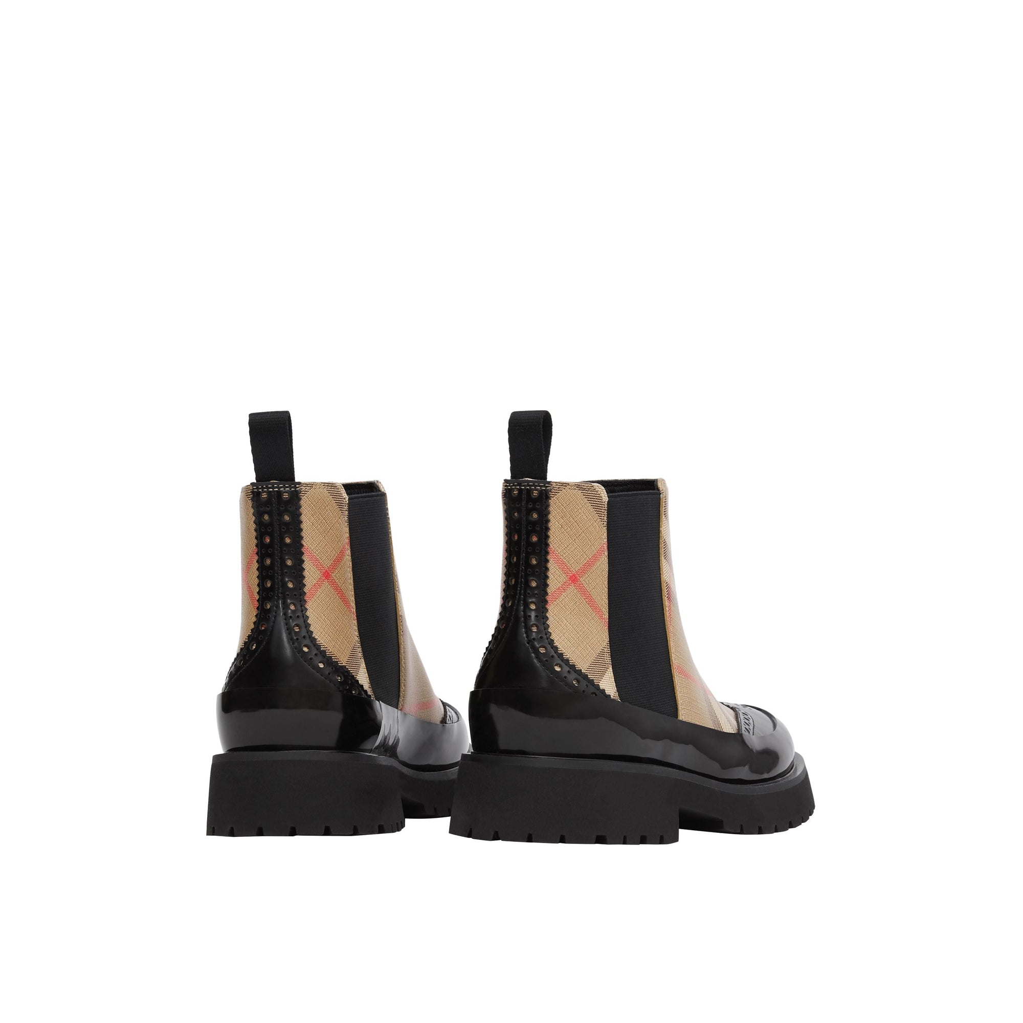 Bottines Chelsea en cuir à motif Vintage check - Archive Beige