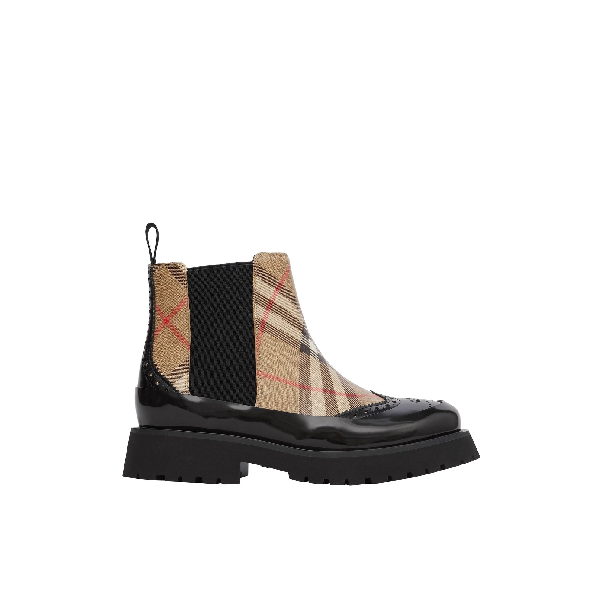 Bottines Chelsea en cuir à motif Vintage check - Archive Beige