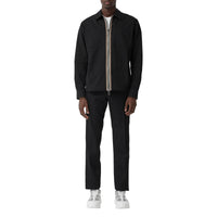 Chemise zippée en sergé technique à rayures - Black