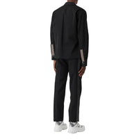 Chemise zippée en sergé technique à rayures - Black