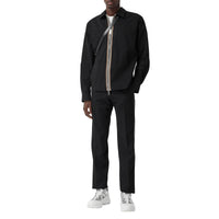 Chemise zippée en sergé technique à rayures - Black