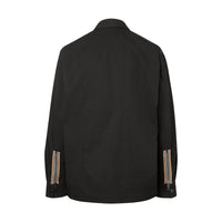 Chemise zippée en sergé technique à rayures - Black