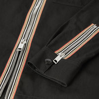 Chemise zippée en sergé technique à rayures - Black