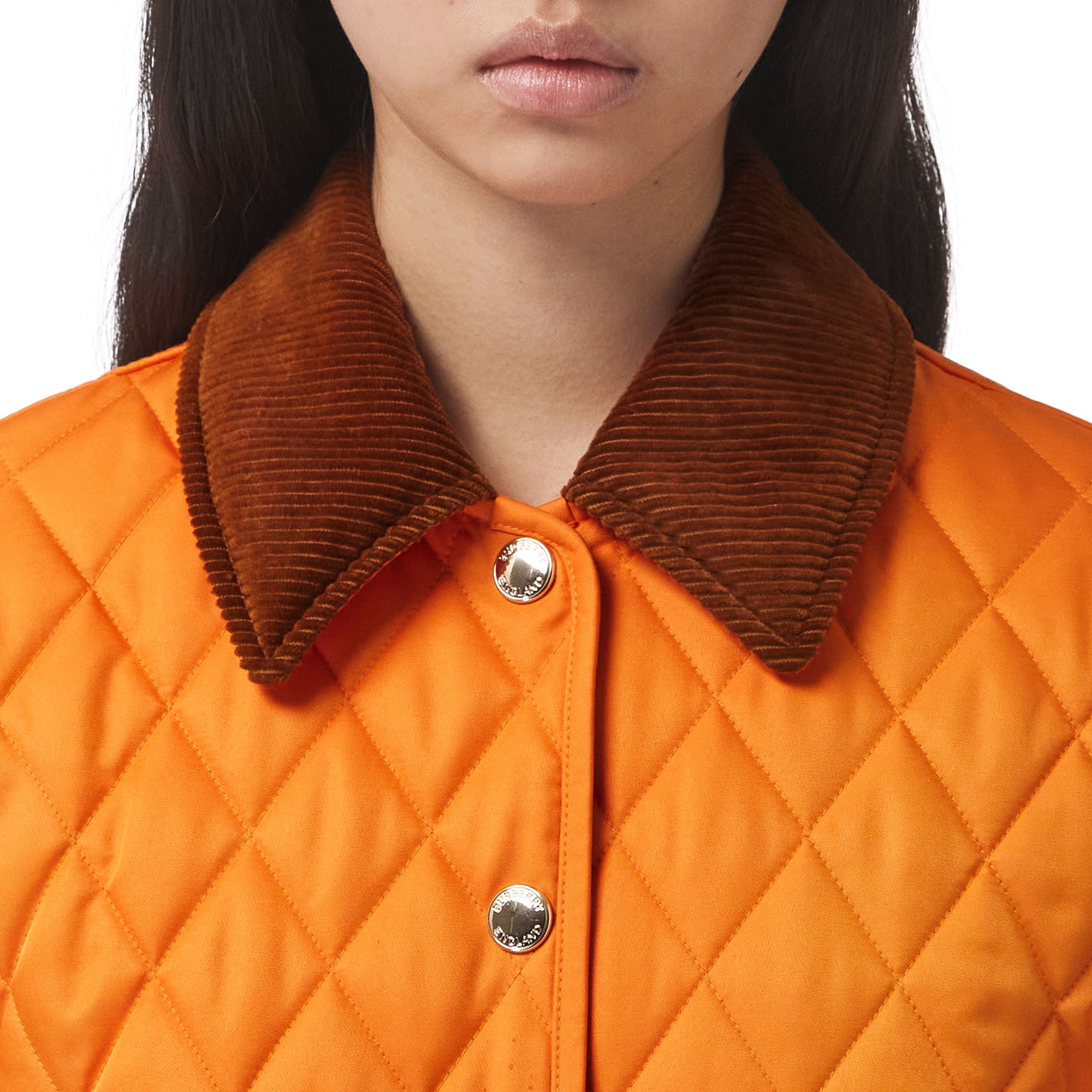 Veste matelassée avec col en velours côtelé - Bright Orange