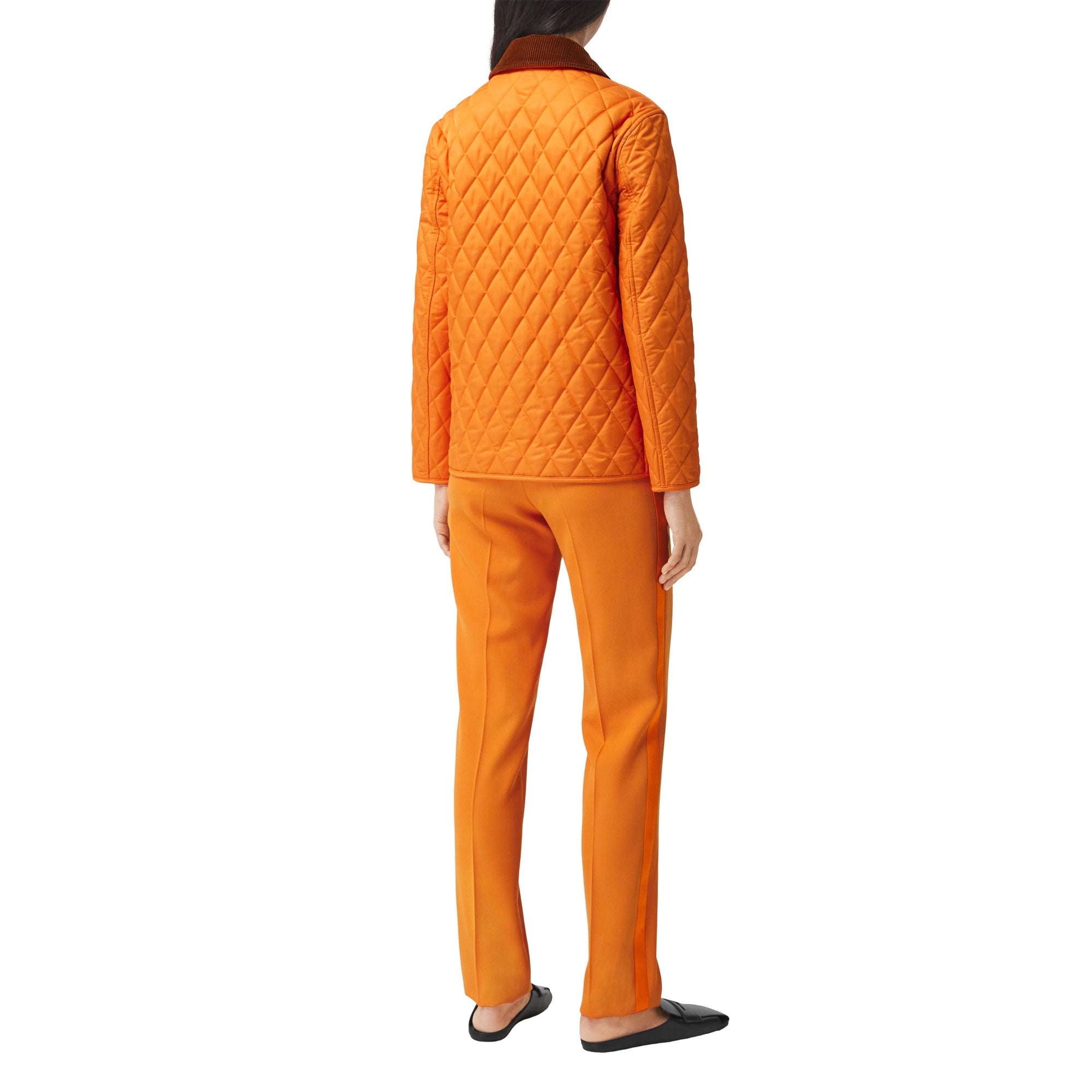 Veste matelassée avec col en velours côtelé - Bright Orange