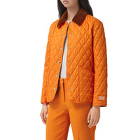 Veste matelassée avec col en velours côtelé - Bright Orange