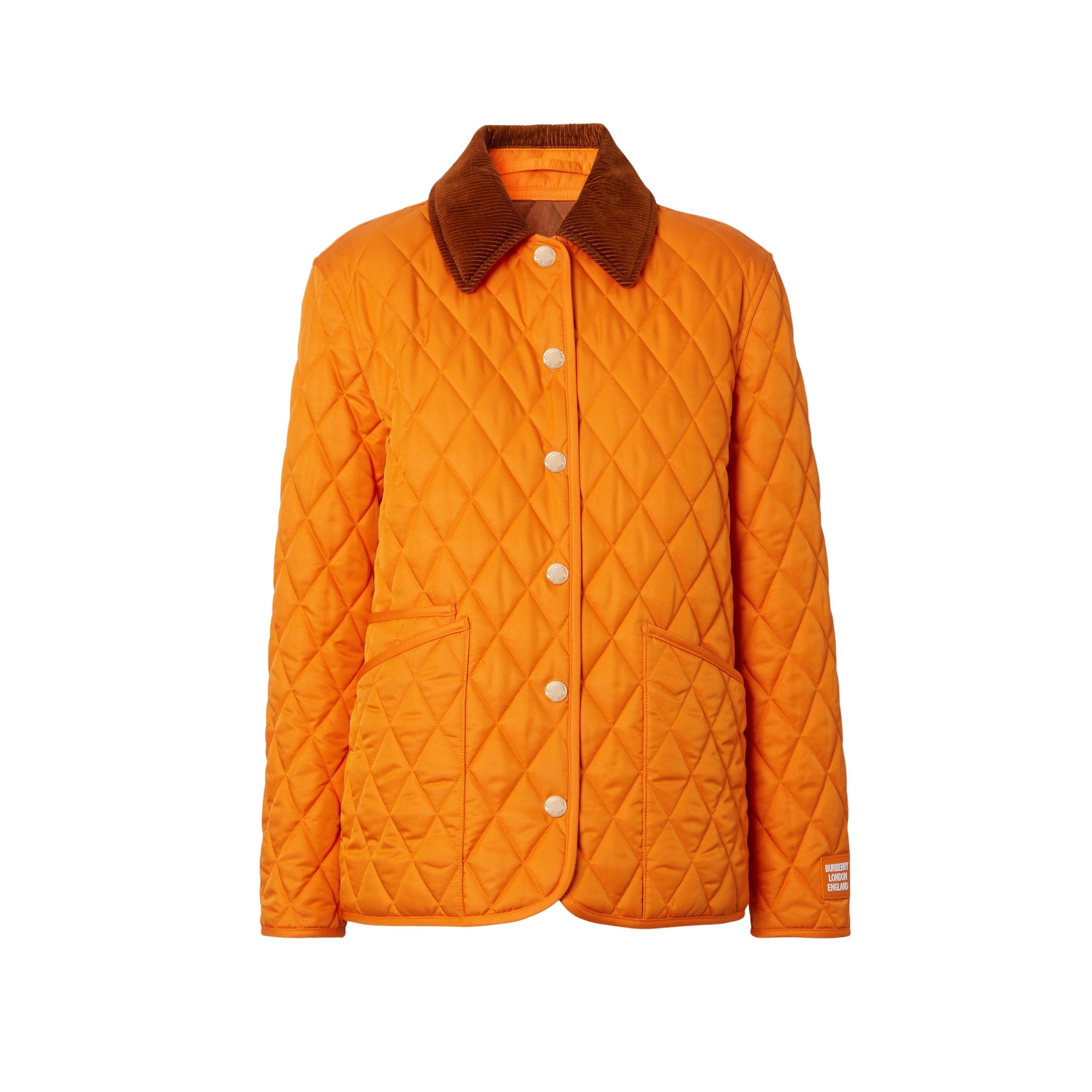 Veste matelassée avec col en velours côtelé - Bright Orange