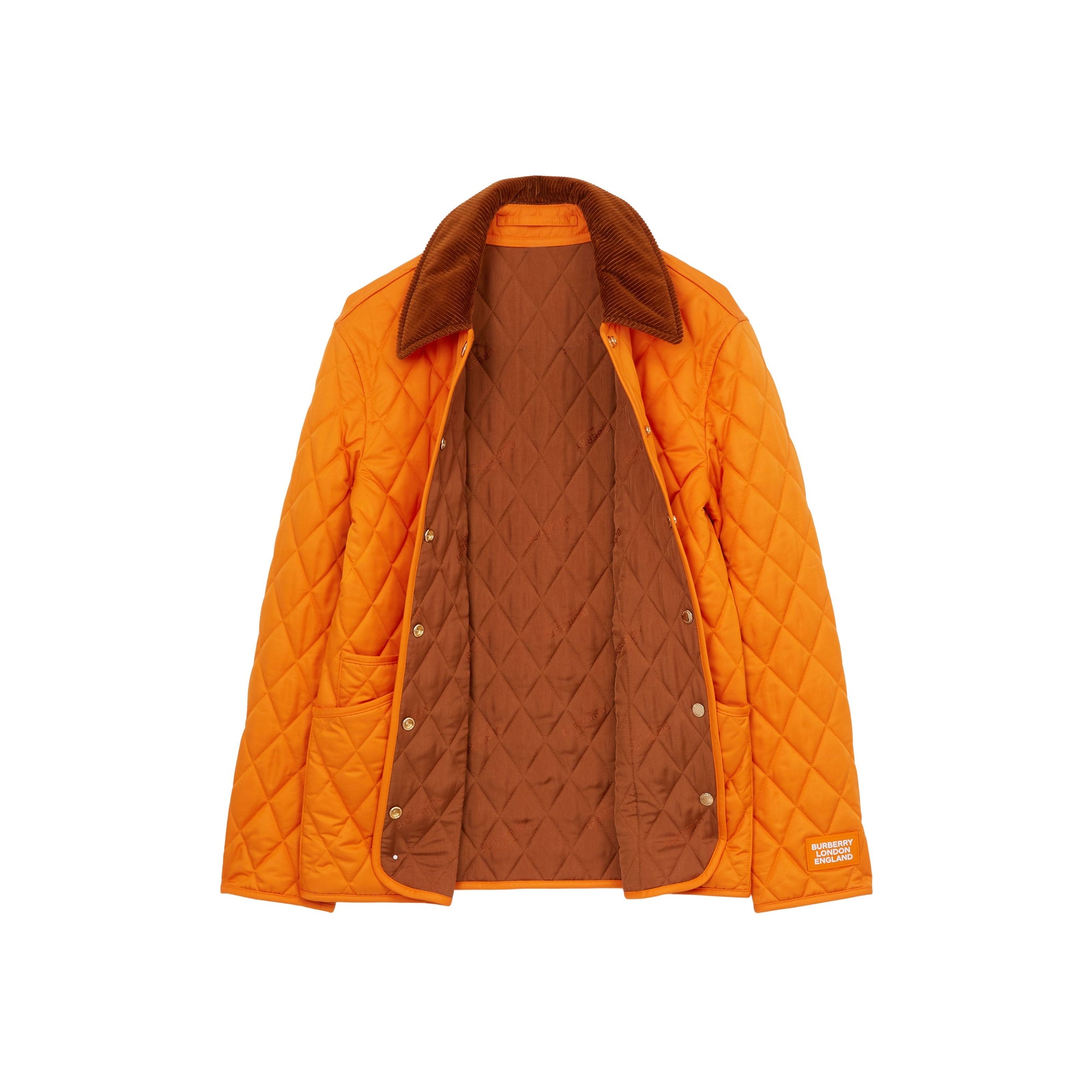 Veste matelassée avec col en velours côtelé - Bright Orange