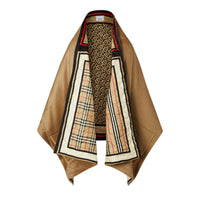 Cape en laine et cachemire à imprimé montage doublée - Archive Beige