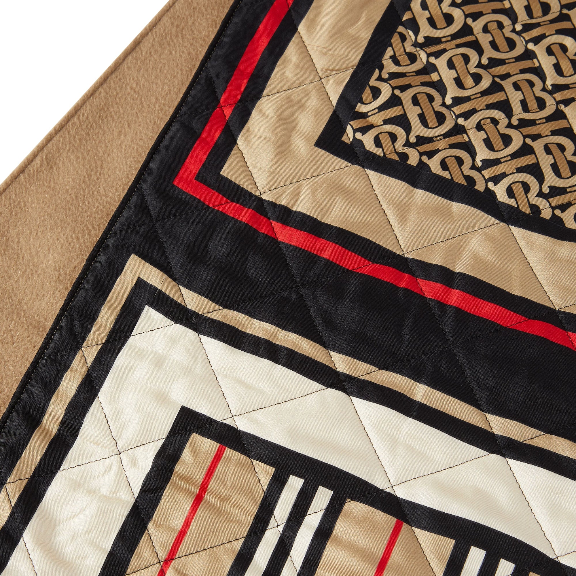 Cape en laine et cachemire à imprimé montage doublée - Archive Beige