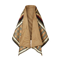 Cape en laine et cachemire à imprimé montage doublée - Archive Beige