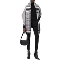 Cape en laine et cachemire à imprimé montage doublée - Monochrome