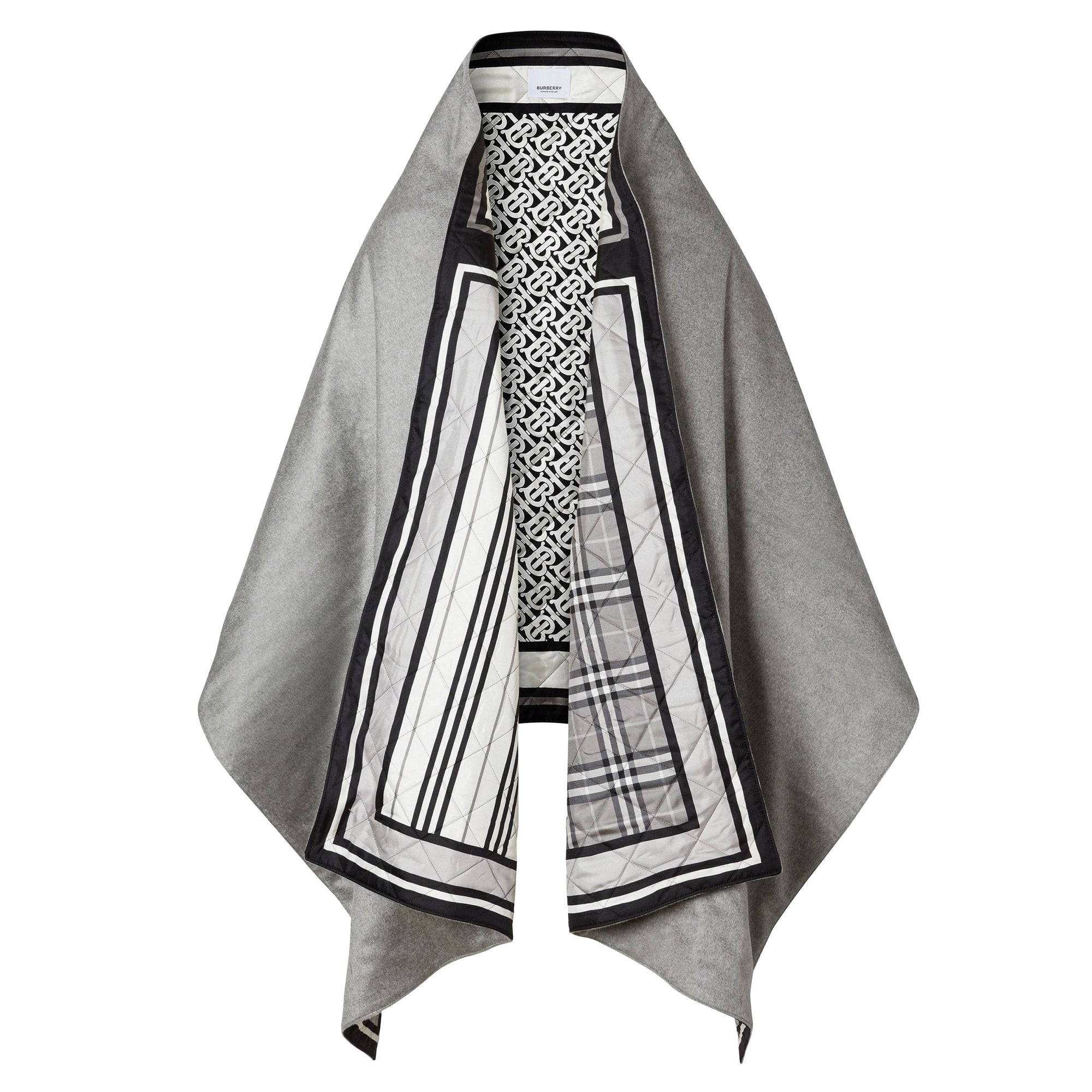 Cape en laine et cachemire à imprimé montage doublée - Monochrome