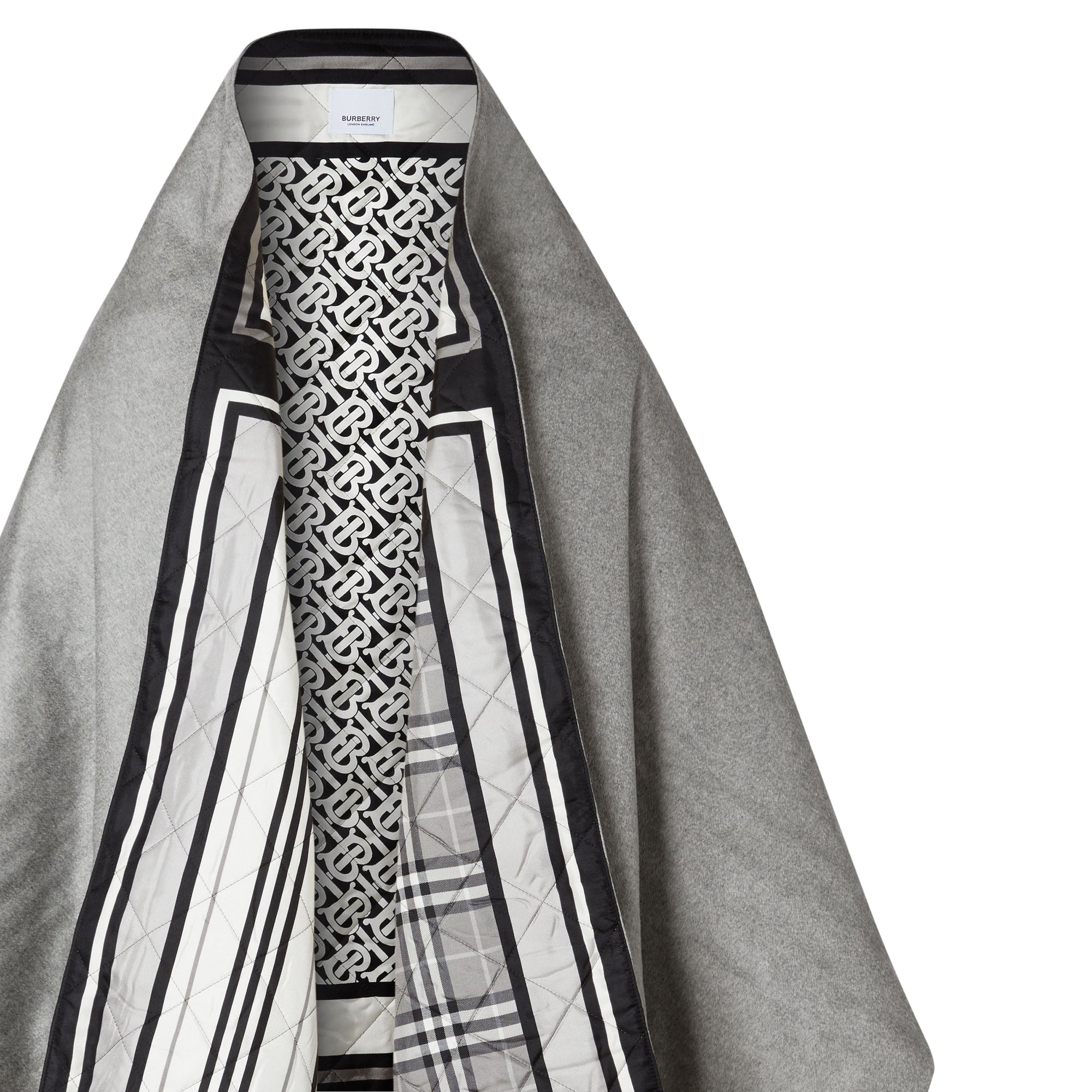 Cape en laine et cachemire à imprimé montage doublée - Monochrome