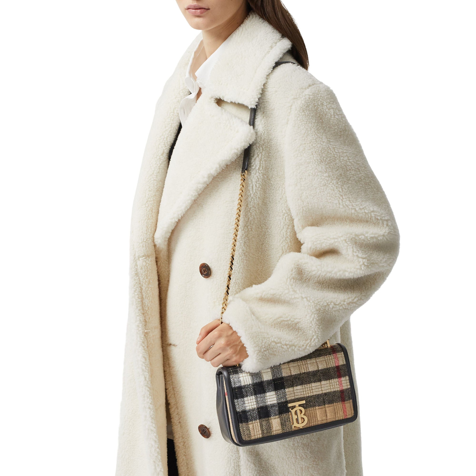 Petit sac Lola en cachemire Check - Archive Beige