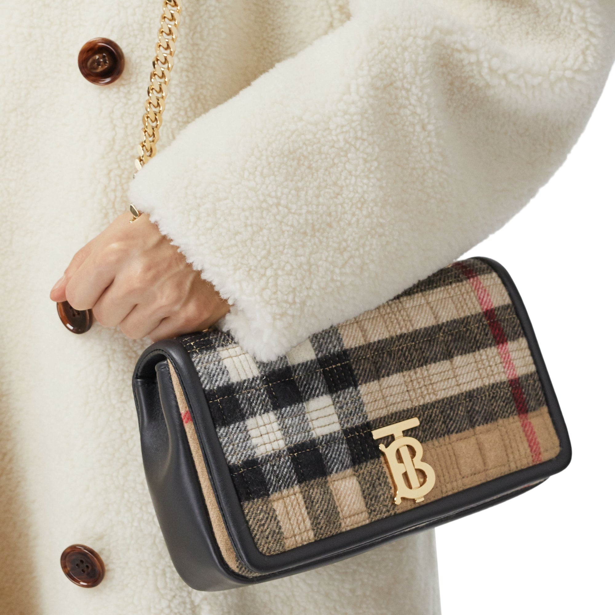 Petit sac Lola en cachemire Check - Archive Beige